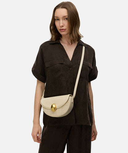 Metal Buckle Contrast Texture Bag