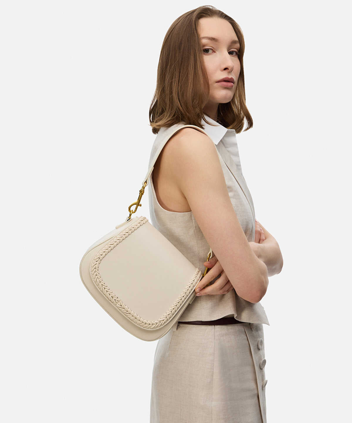 Zoomed Craft Leather-Effect Shoulder Bag