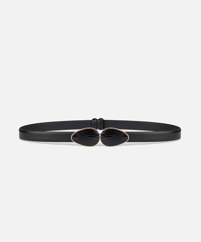 Double-Buckle Leather-Effect Belt