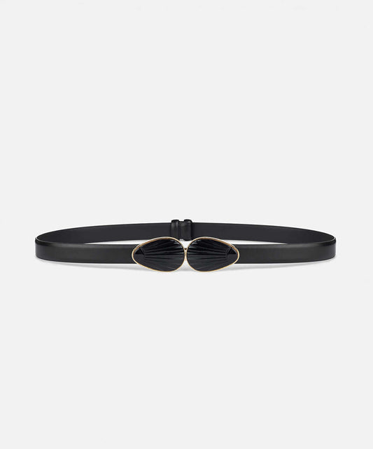 Double-Buckle Leather-Effect Belt