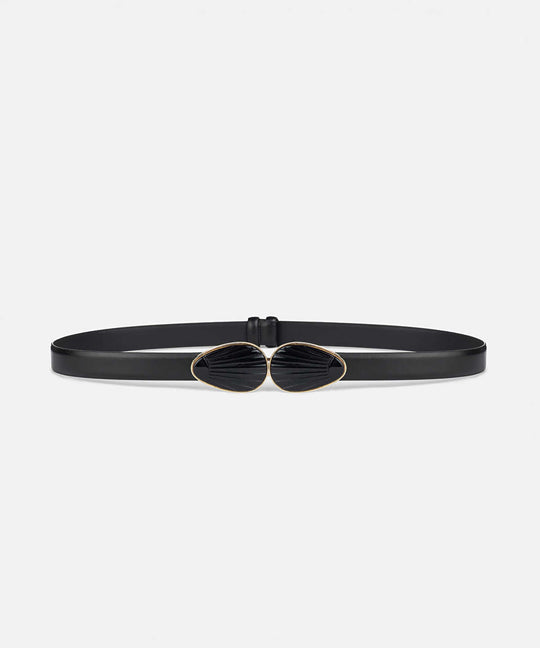Double-Buckle Leather-Effect Belt