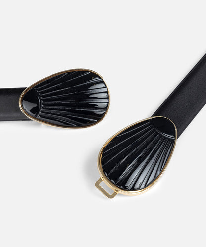 Double-Buckle Leather-Effect Belt