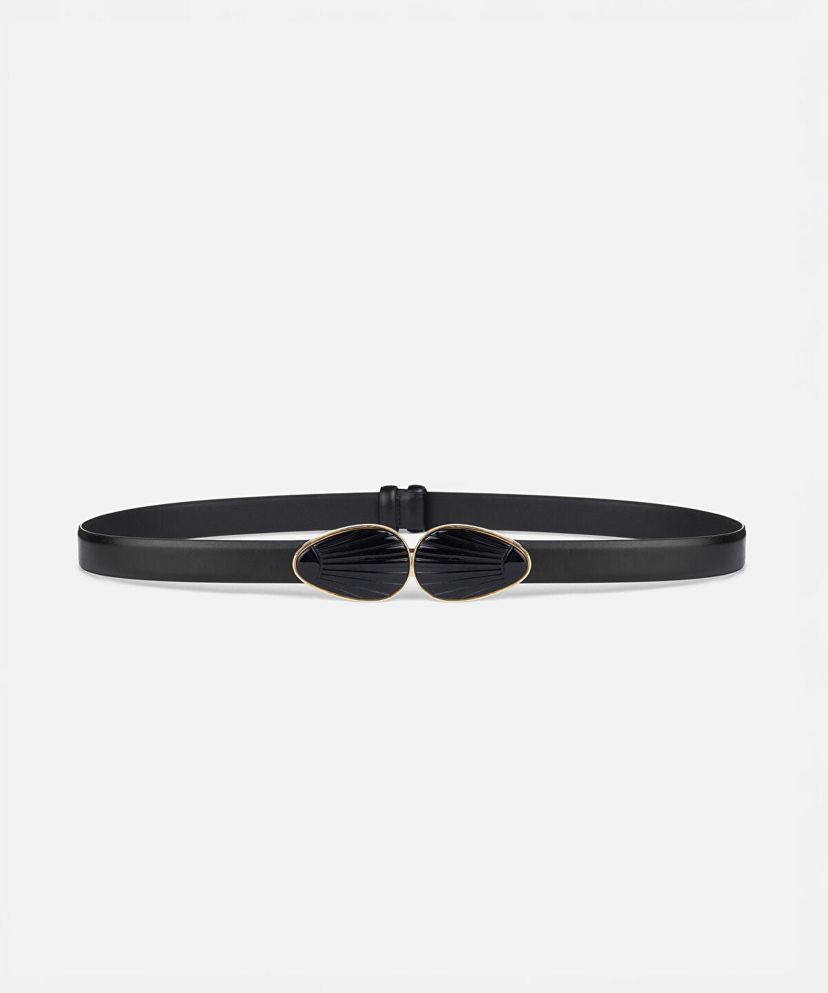 Double-Buckle Leather-Effect Belt