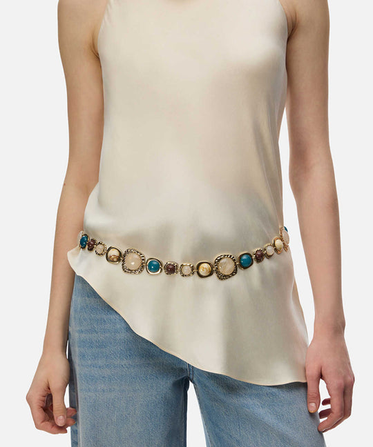 Resin Embellished Metal Belt