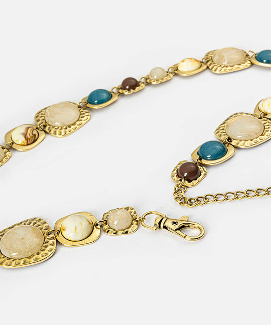 Resin Embellished Metal Belt
