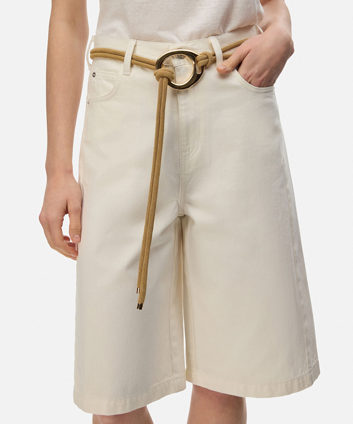 Zoomed Metal Buckle Cord Belt