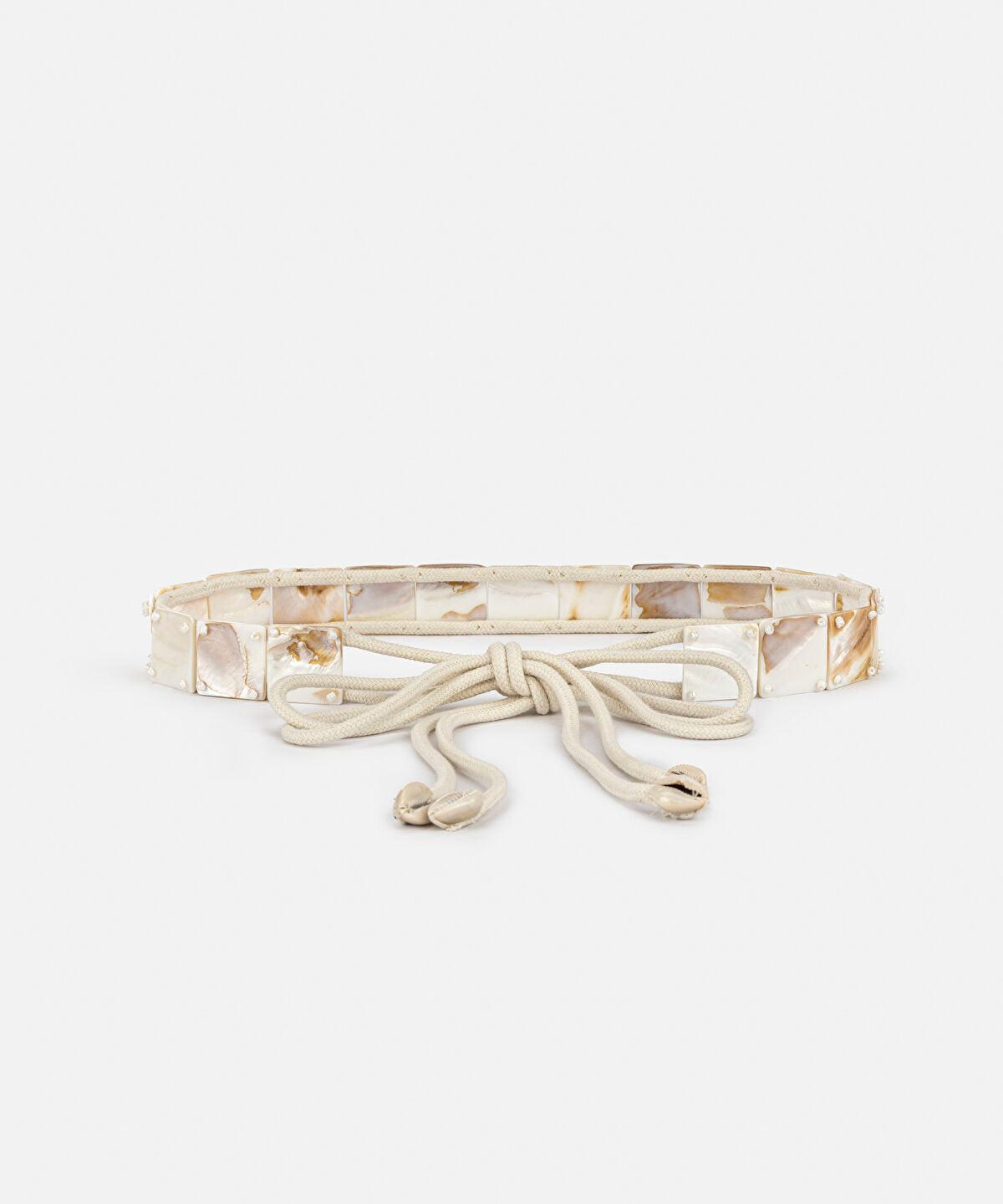 Zoomed Shell Embellished Cord Belt
