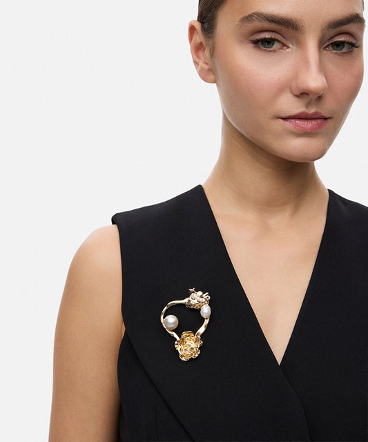 Faux Pearl Brooch