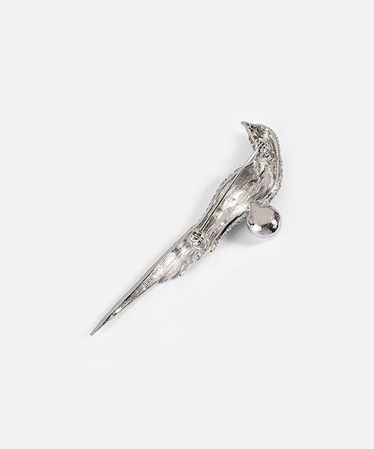 Faux Pearl and Rhinestone Bird Brooch