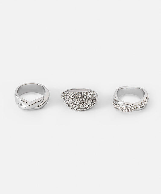 Crystal Embellished Ring Set