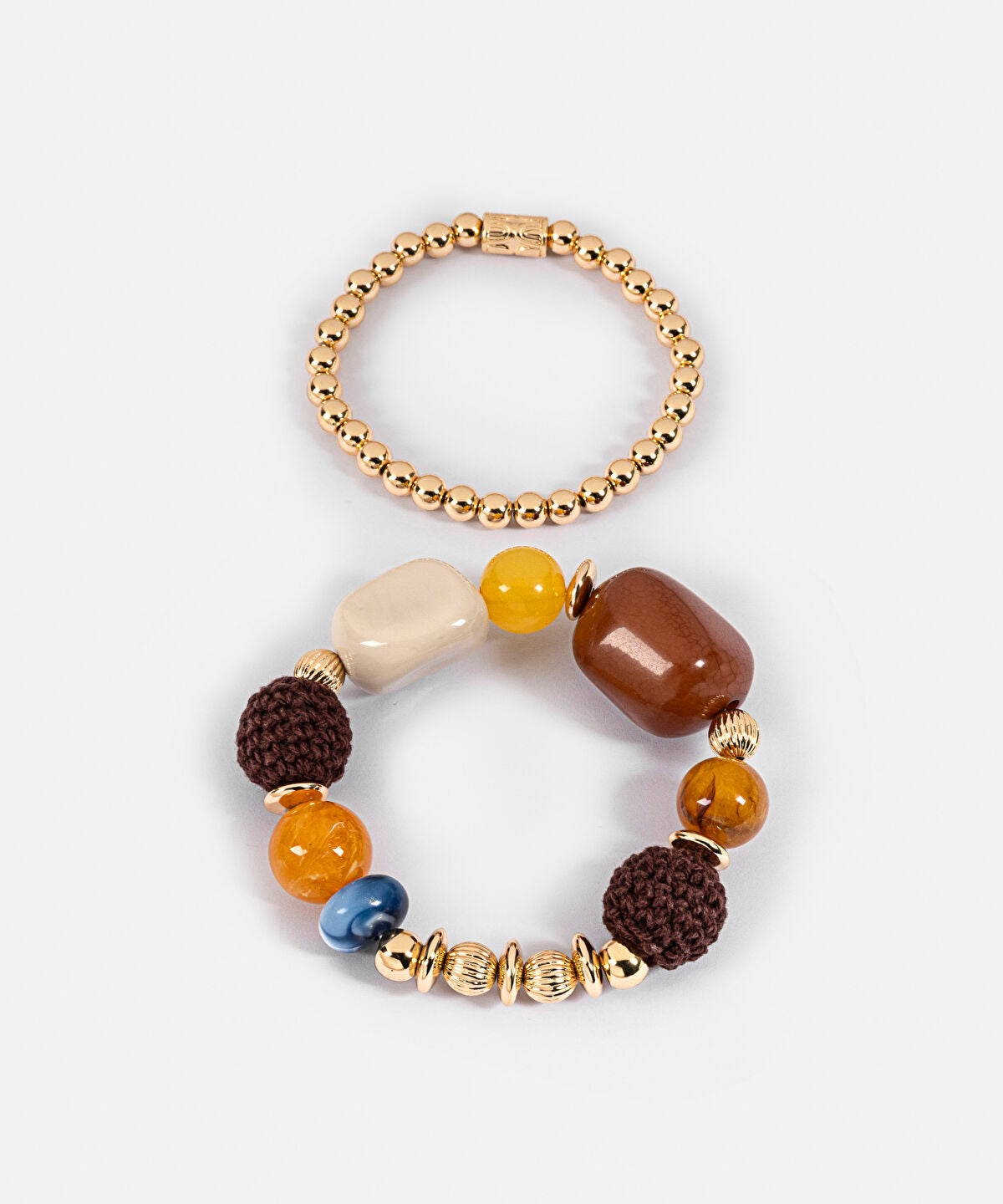Zoomed Mixed Stone and Metal Bracelet Set