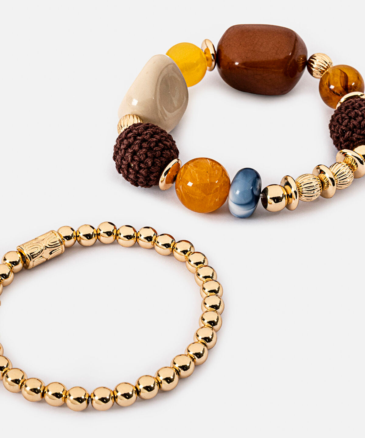Mixed Stone and Metal Bracelet Set