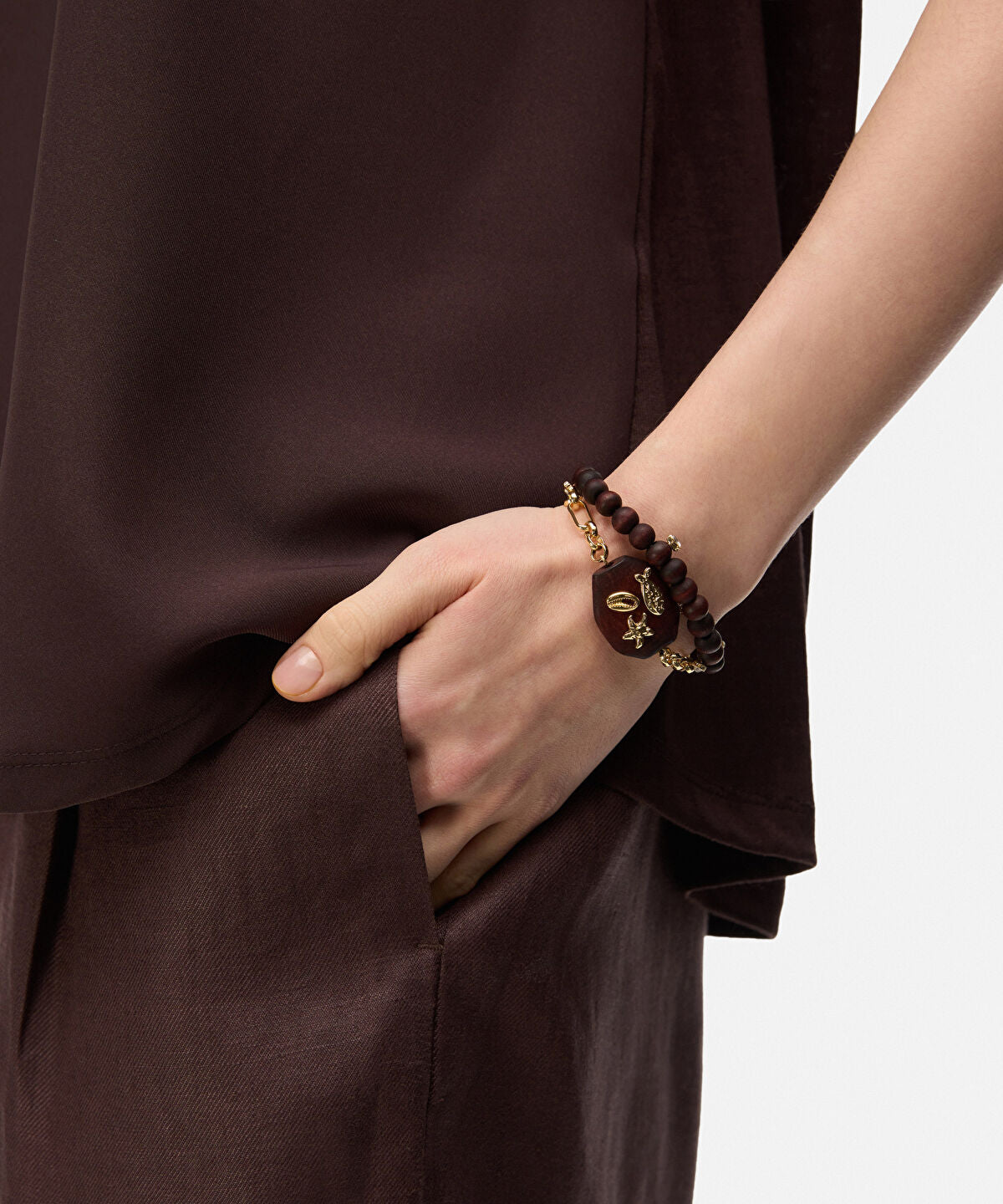 Zoomed Marine Inspired Wood Bead Bracelet Set