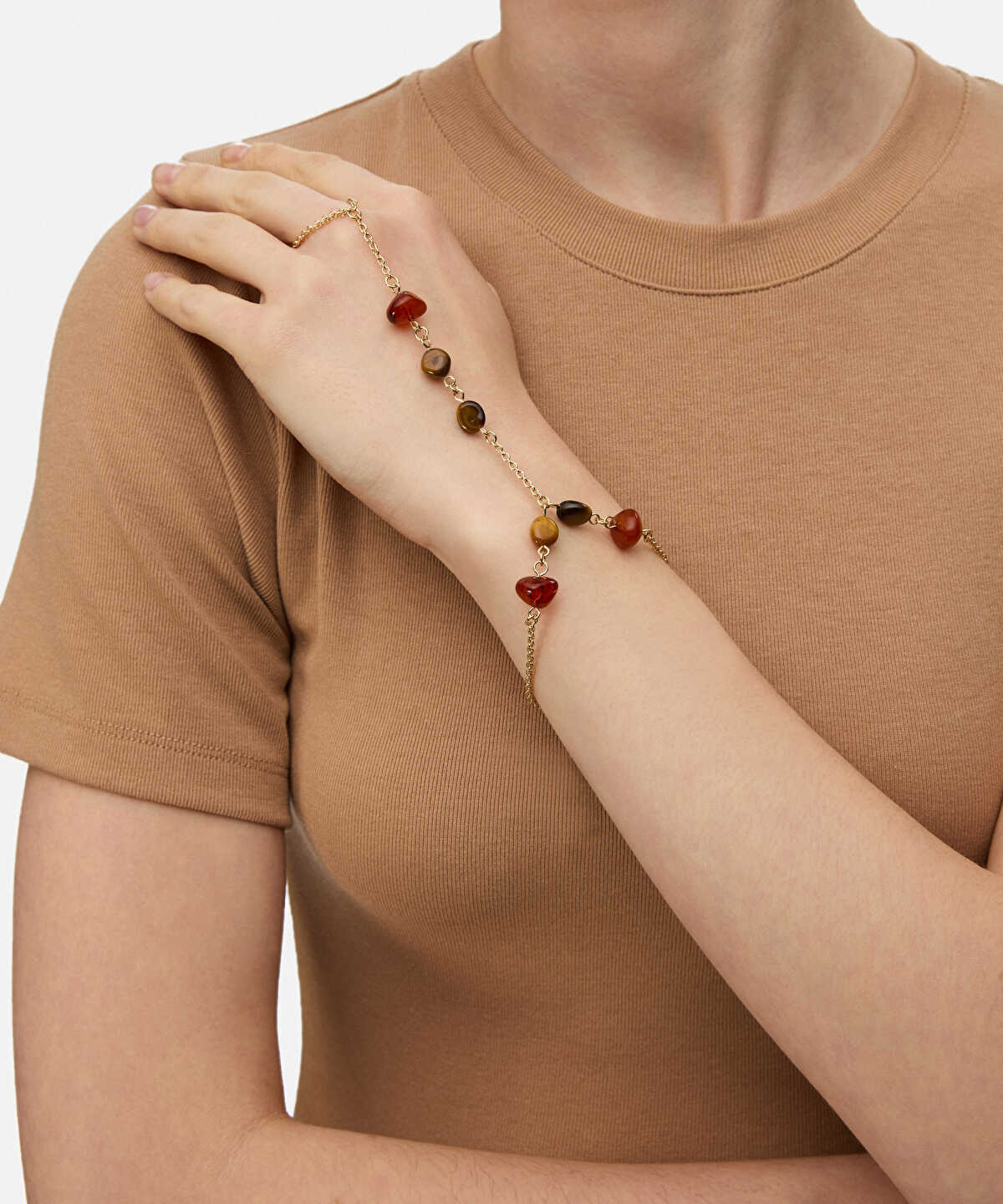 Zoomed Beaded Hand Chain Bracelet