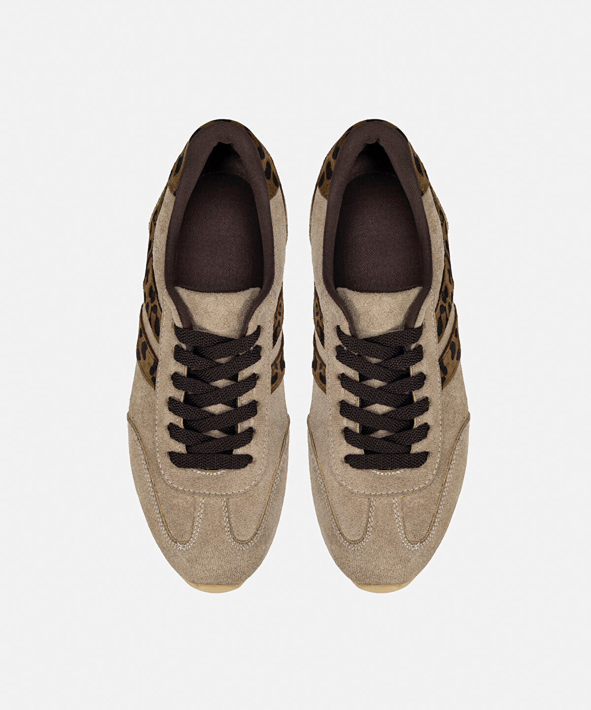 Animal Print Trimmed Leather Sneakers