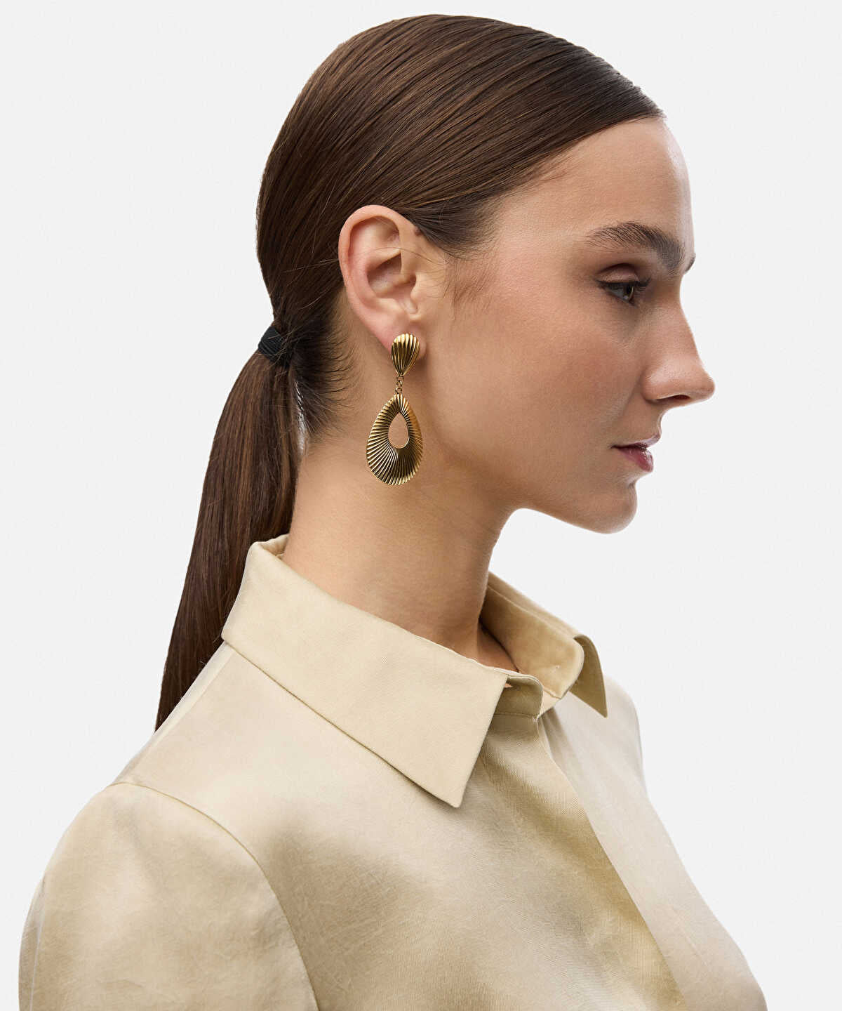 Zoomed Textured Stainless Steel Earrings
