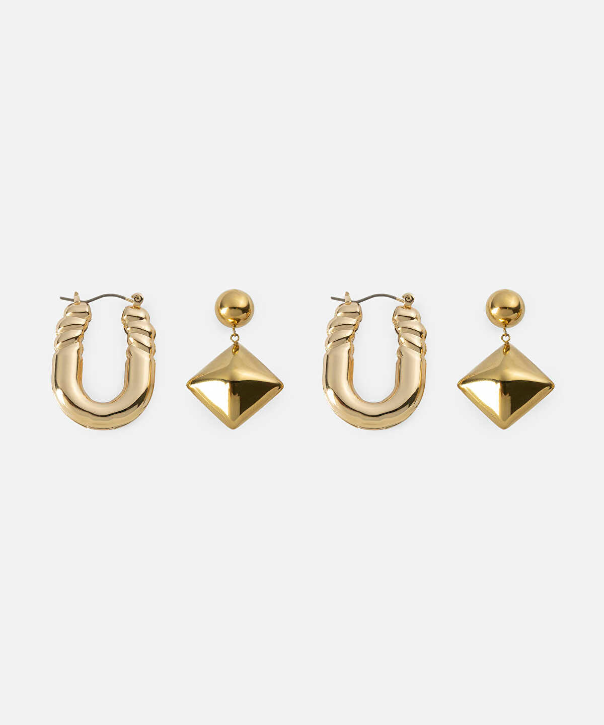 Zoomed Pack of Two Textured Earrings