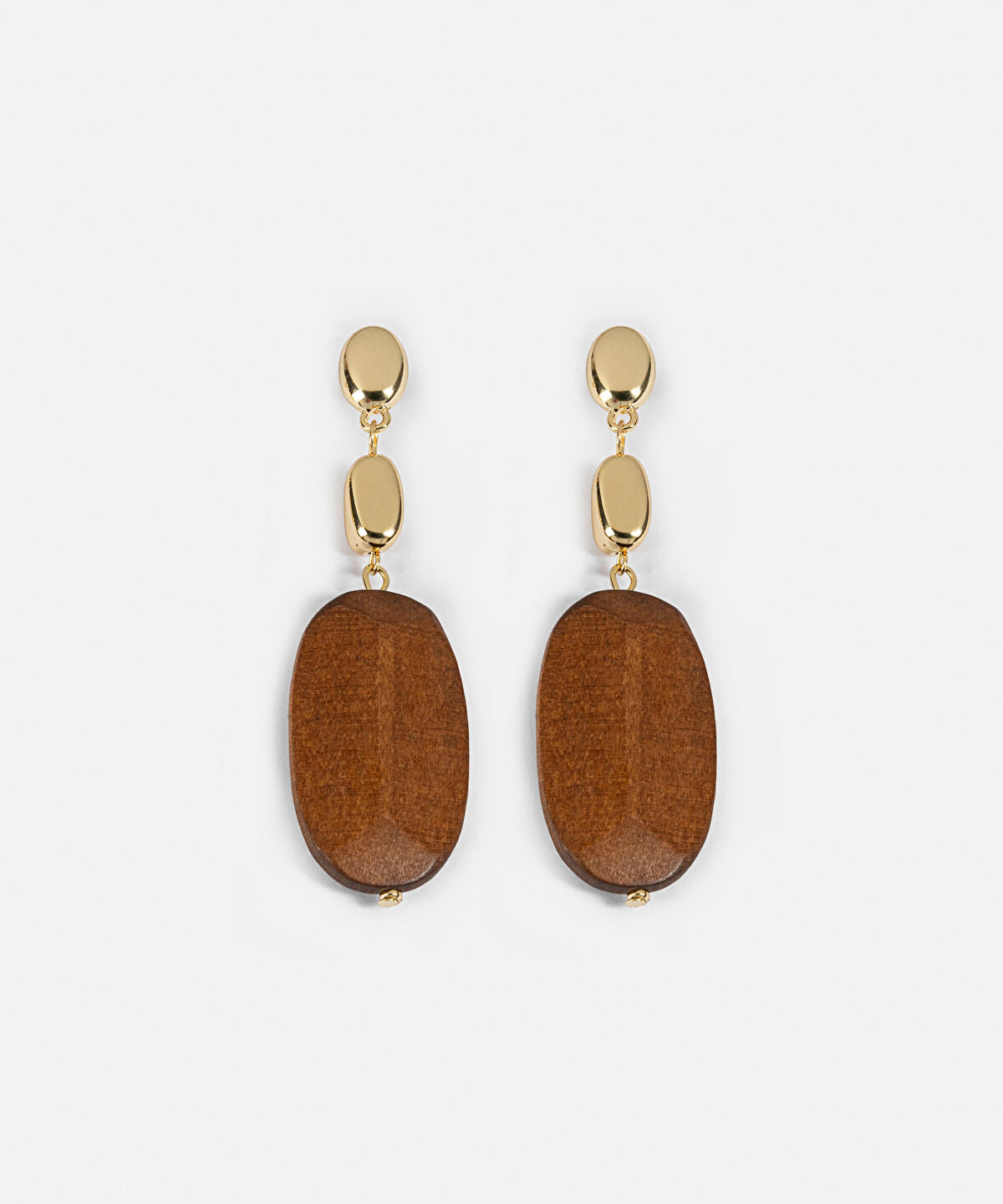 Zoomed Wood Piece Drop Earrings