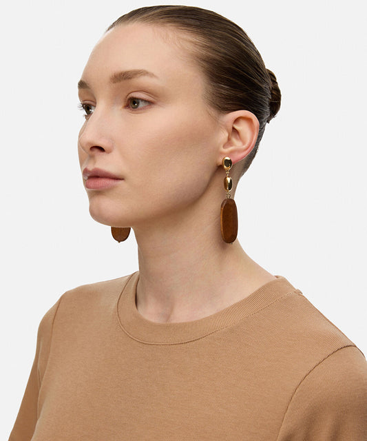 Wood Piece Drop Earrings