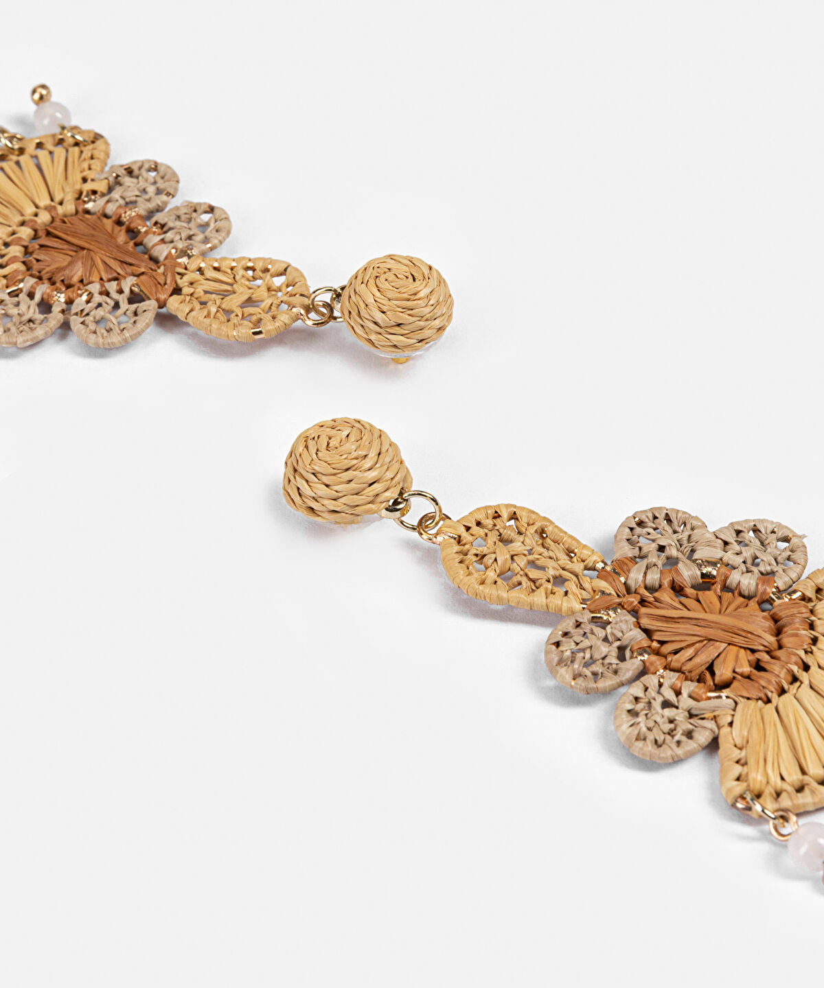 Zoomed Beaded Raffia Dangle Earrings