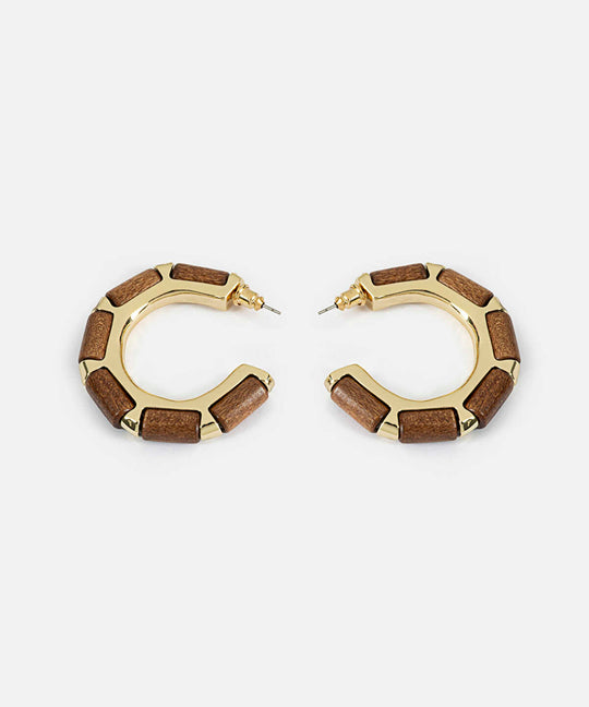 Wood Piece Hoop Earrings