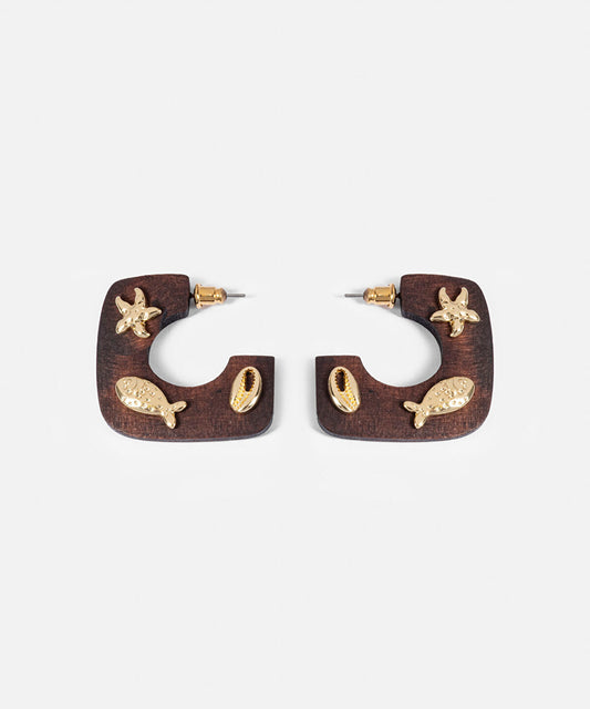 Marine Inspired Wood Earrings