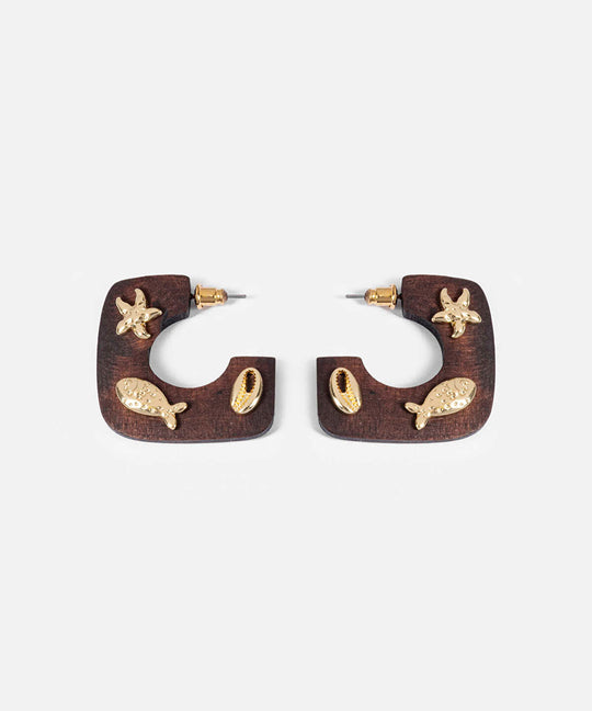 Marine Inspired Wood Earrings