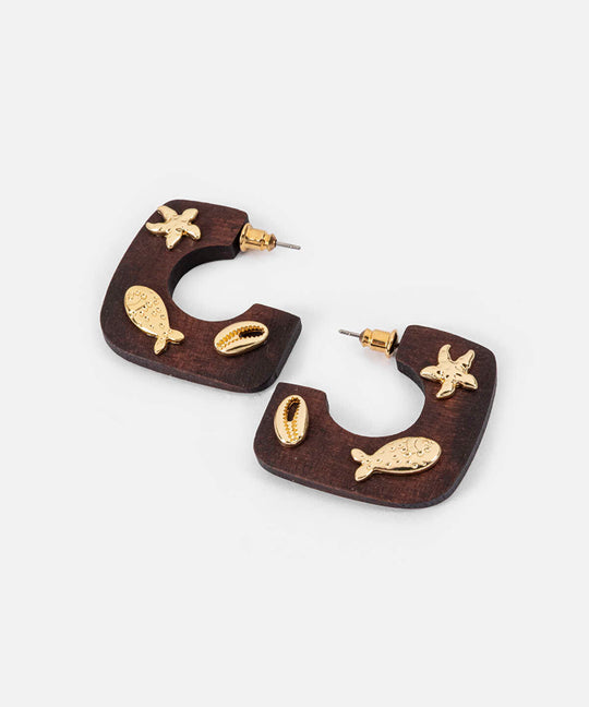 Marine Inspired Wood Earrings