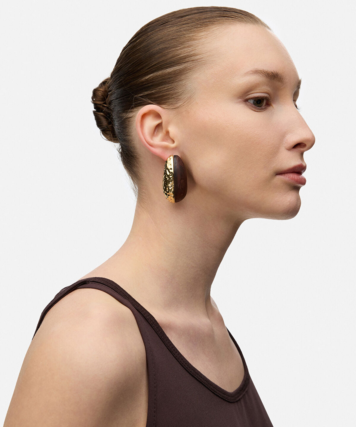 Zoomed Textured Wood Element Earrings