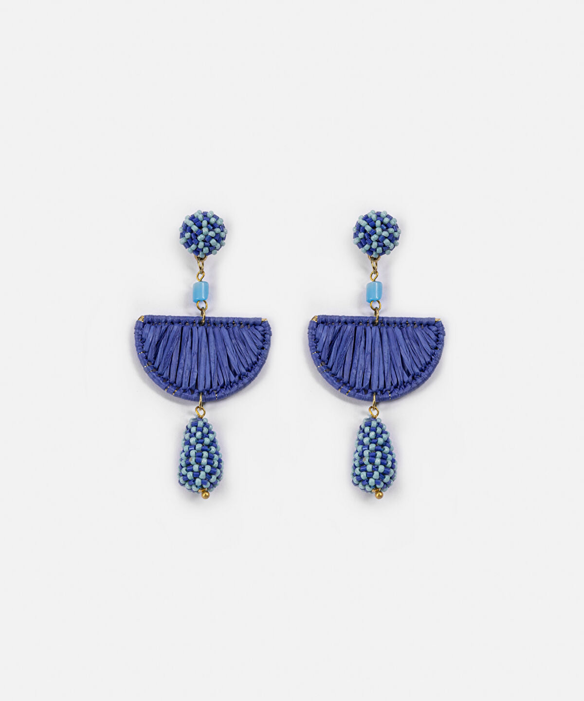 Beaded Raffia Accent Earrings