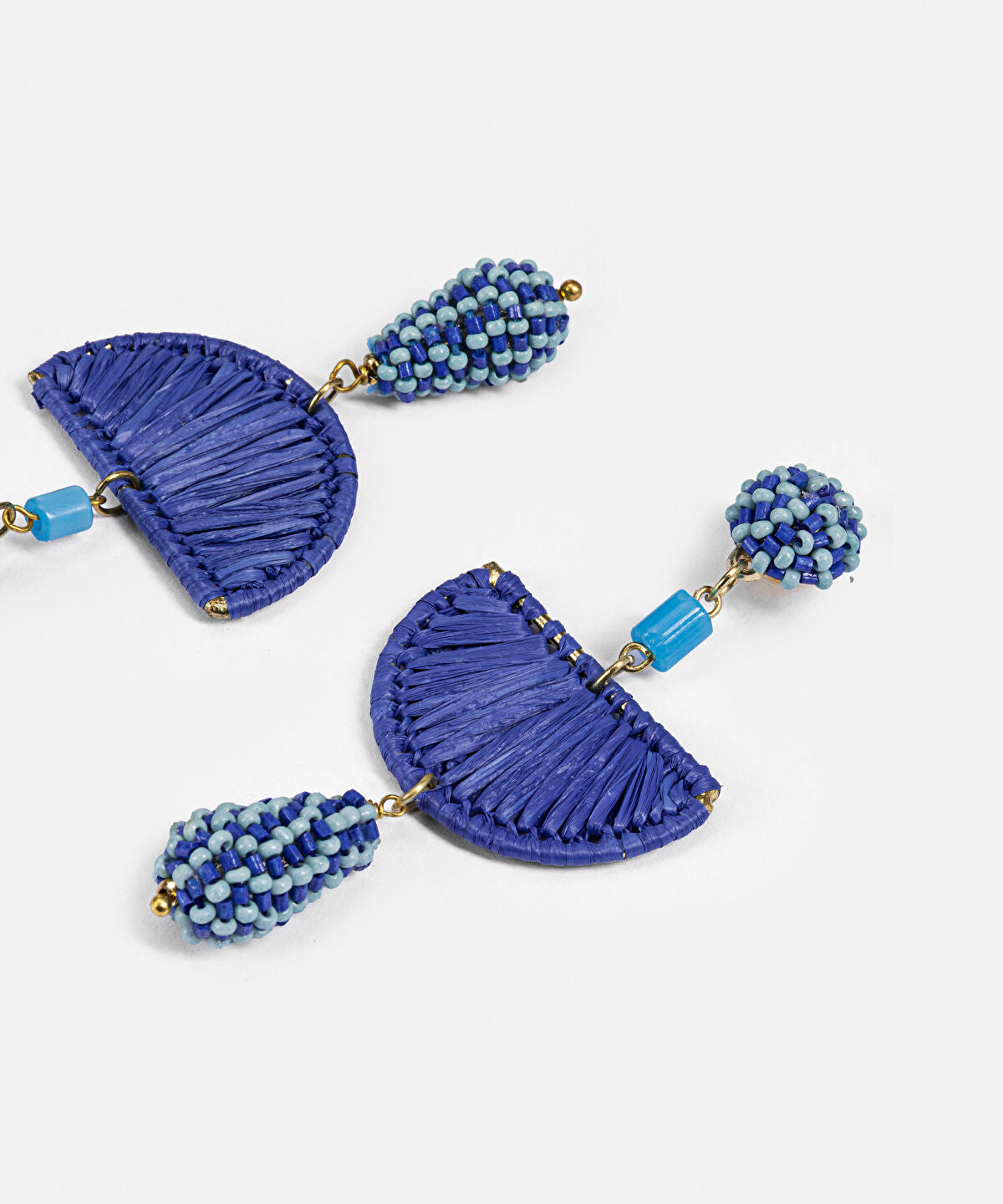 Zoomed Beaded Raffia Accent Earrings