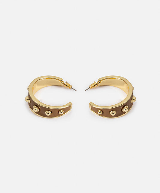 Metal Accent Leather-Effect Earrings