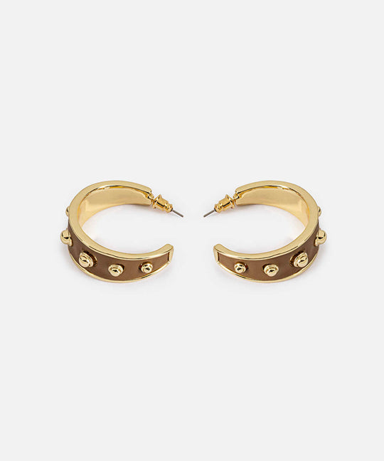 Metal Accent Leather-Effect Earrings