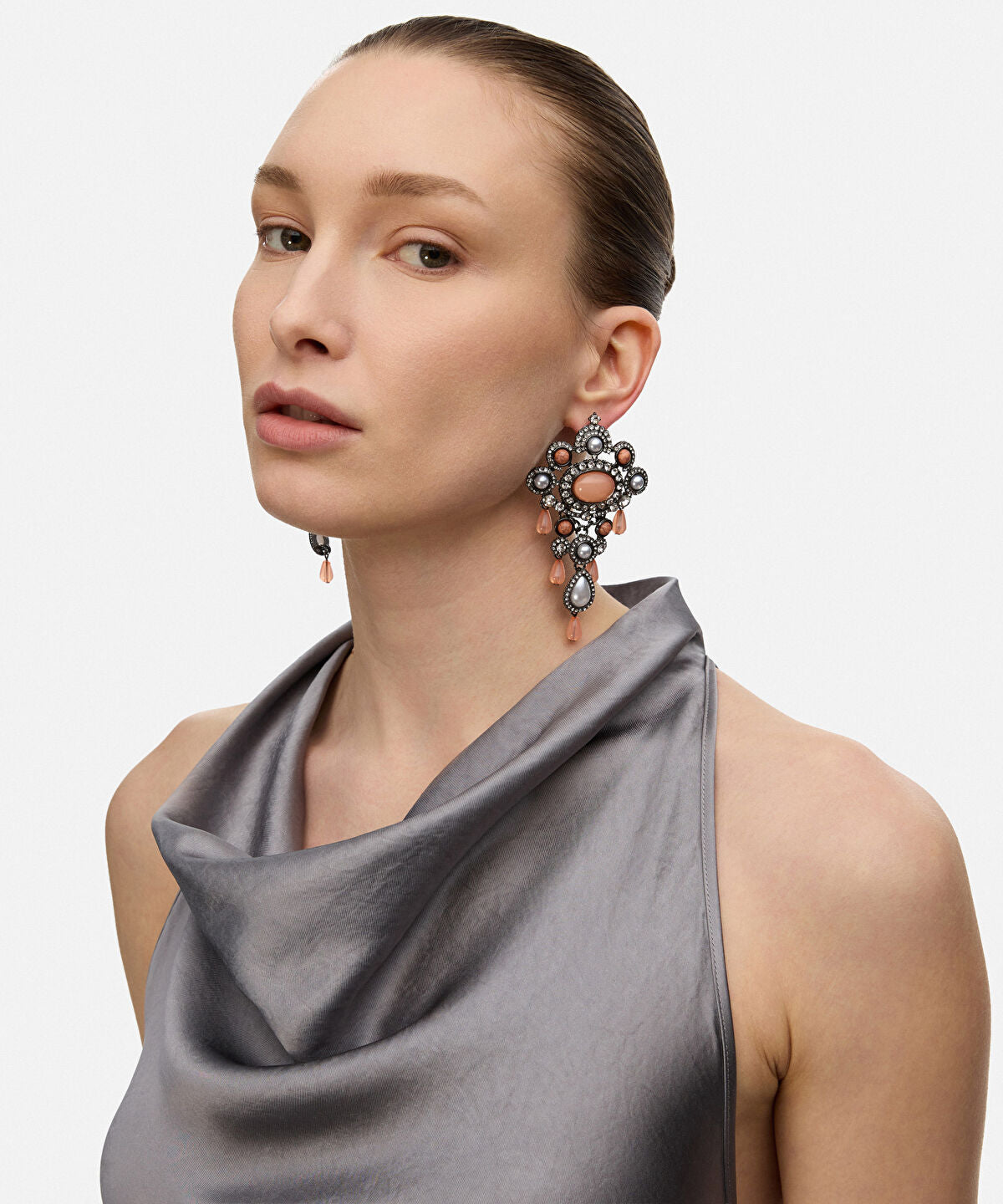 Zoomed Rhinestone and Faux Pearl Maxi Earrings