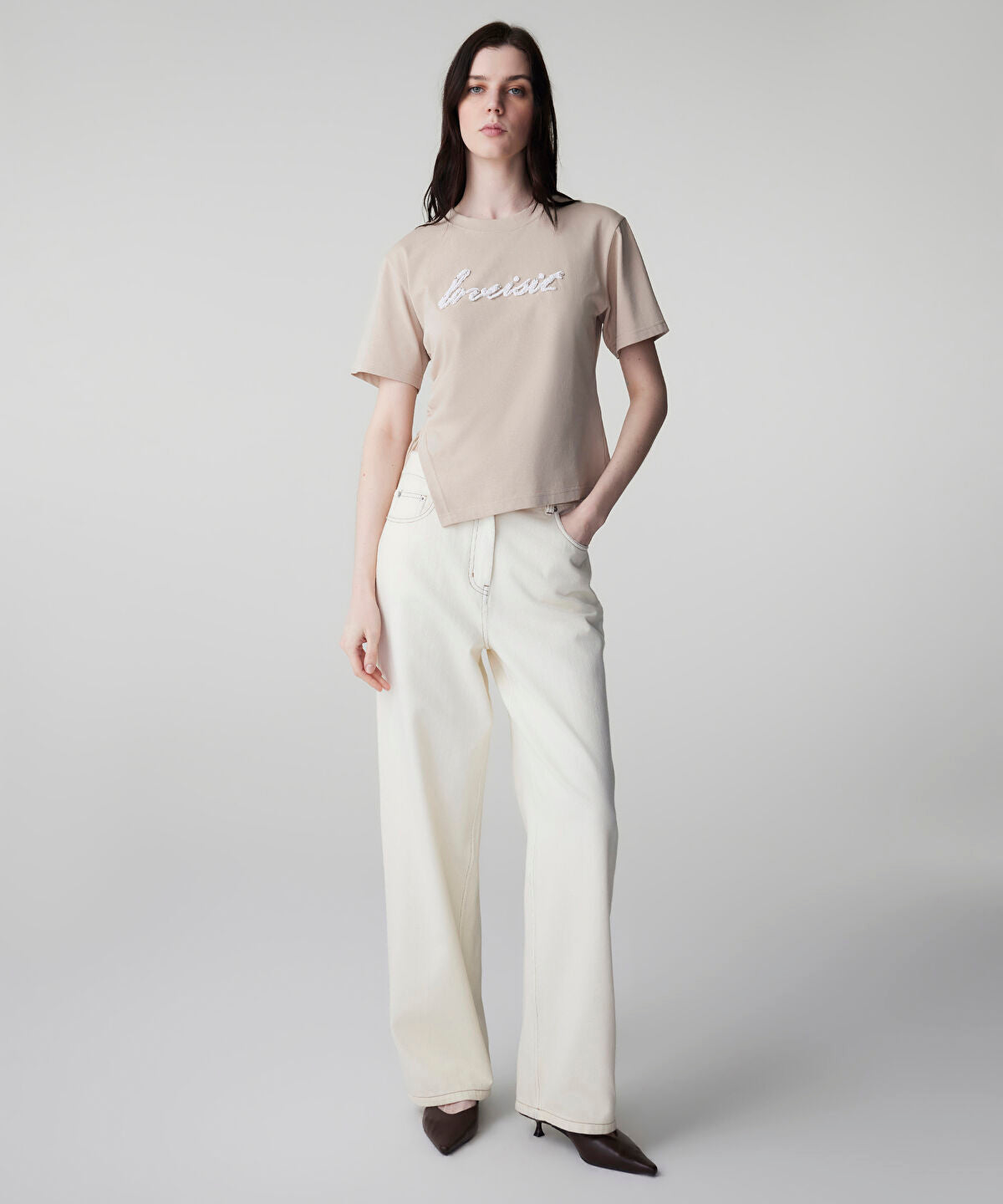 Embellished Slogan T-Shirt