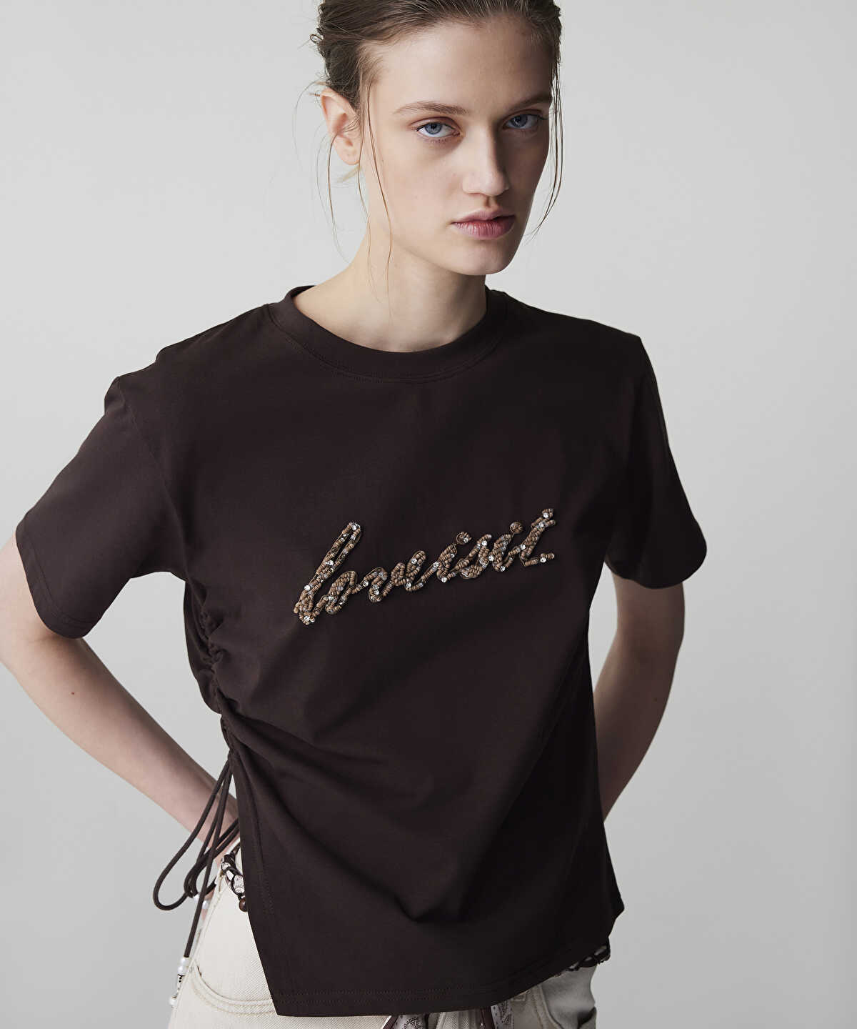 Zoomed Embellished Slogan T-Shirt