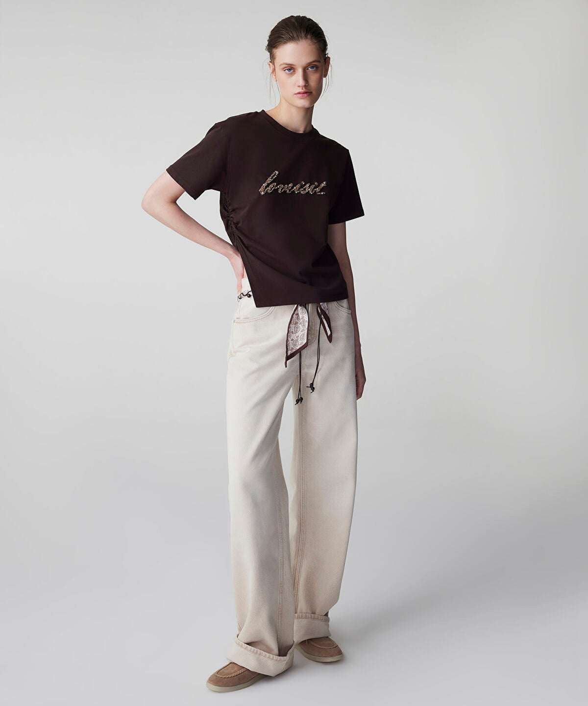 Zoomed Embellished Slogan T-Shirt