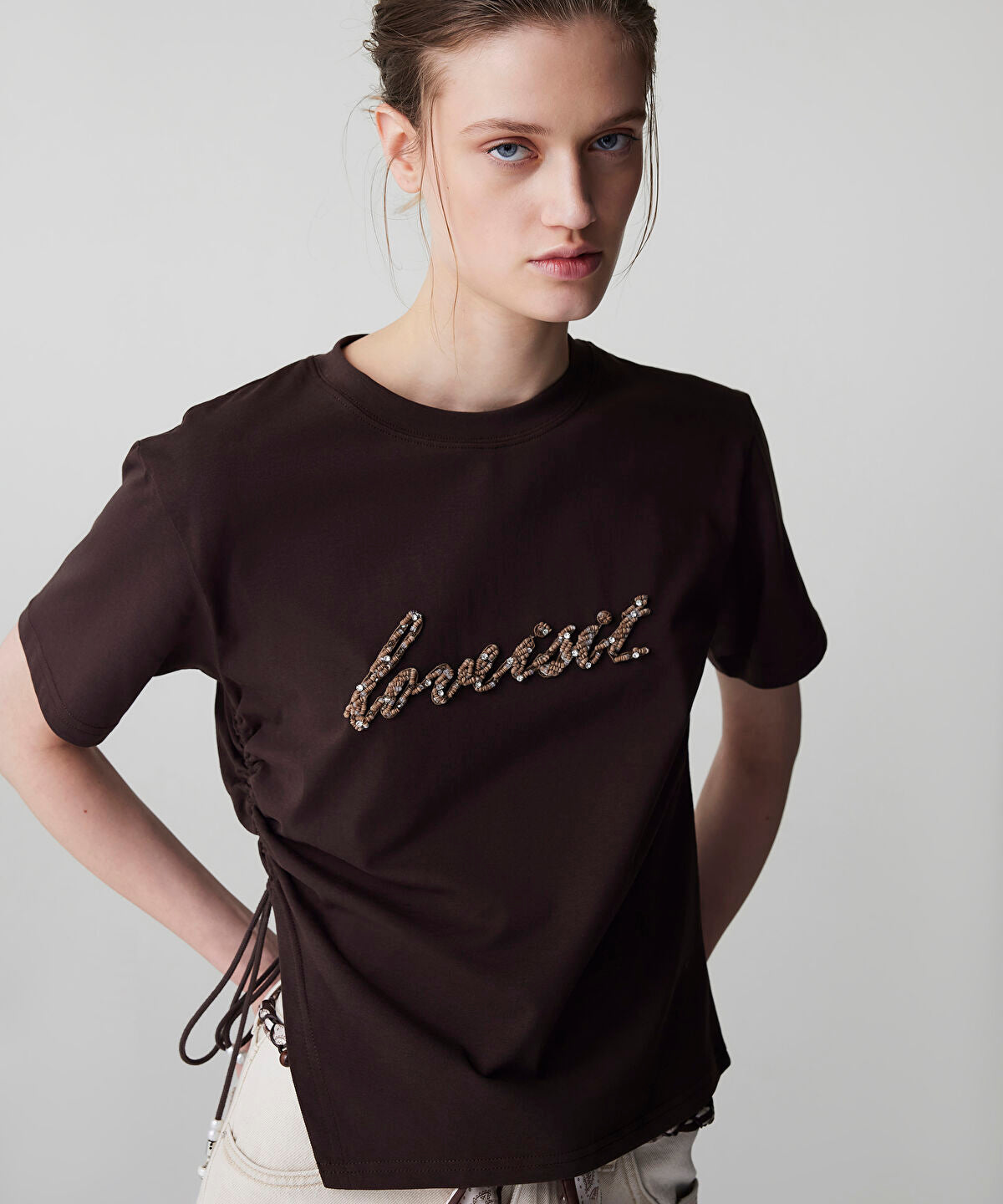 Zoomed Embellished Slogan T-Shirt