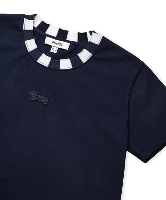 Color-Block Rib Collar T-Shirt