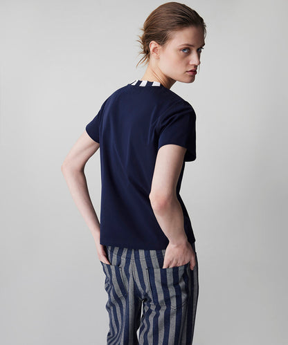 Color-Block Rib Collar T-Shirt