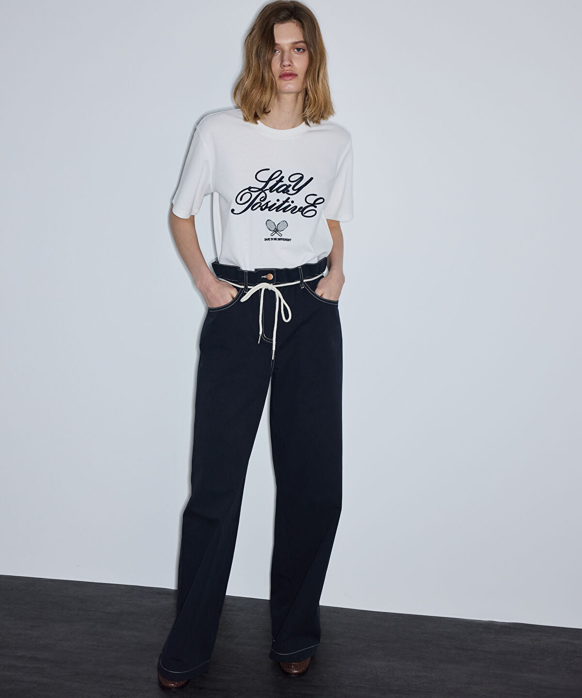 Zoomed Embroidered Slogan T-Shirt
