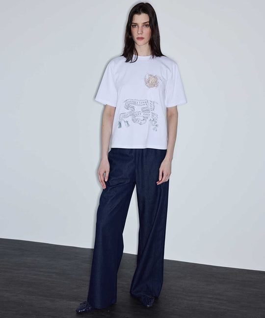 Embroidered Slogan T-Shirt