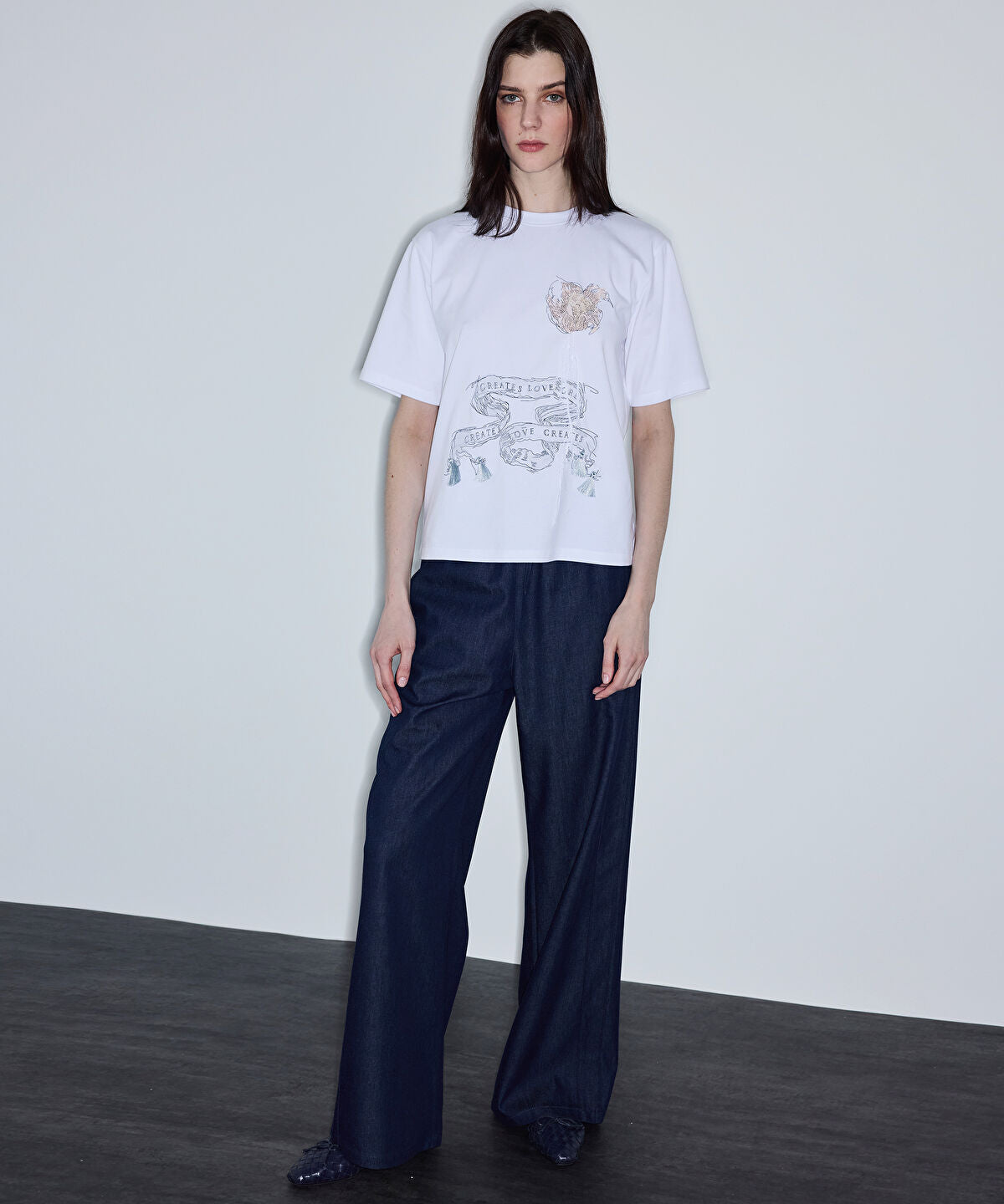 Zoomed Embroidered Slogan T-Shirt