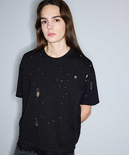 Distressed-Effect Mixed T-Shirt