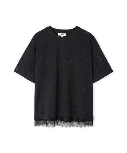 Distressed-Effect Mixed T-Shirt