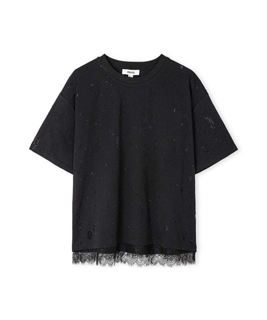 Distressed-Effect Mixed T-Shirt