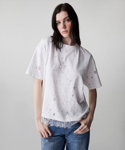 Distressed-Effect Mixed T-Shirt