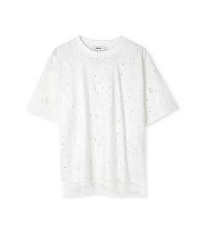 Distressed-Effect Mixed T-Shirt