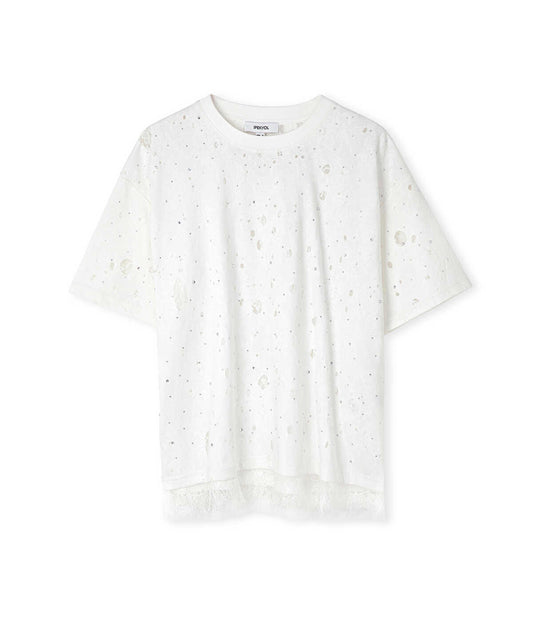 Distressed-Effect Mixed T-Shirt