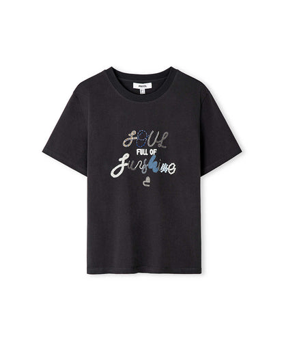 Slogan Embroidered T-Shirt